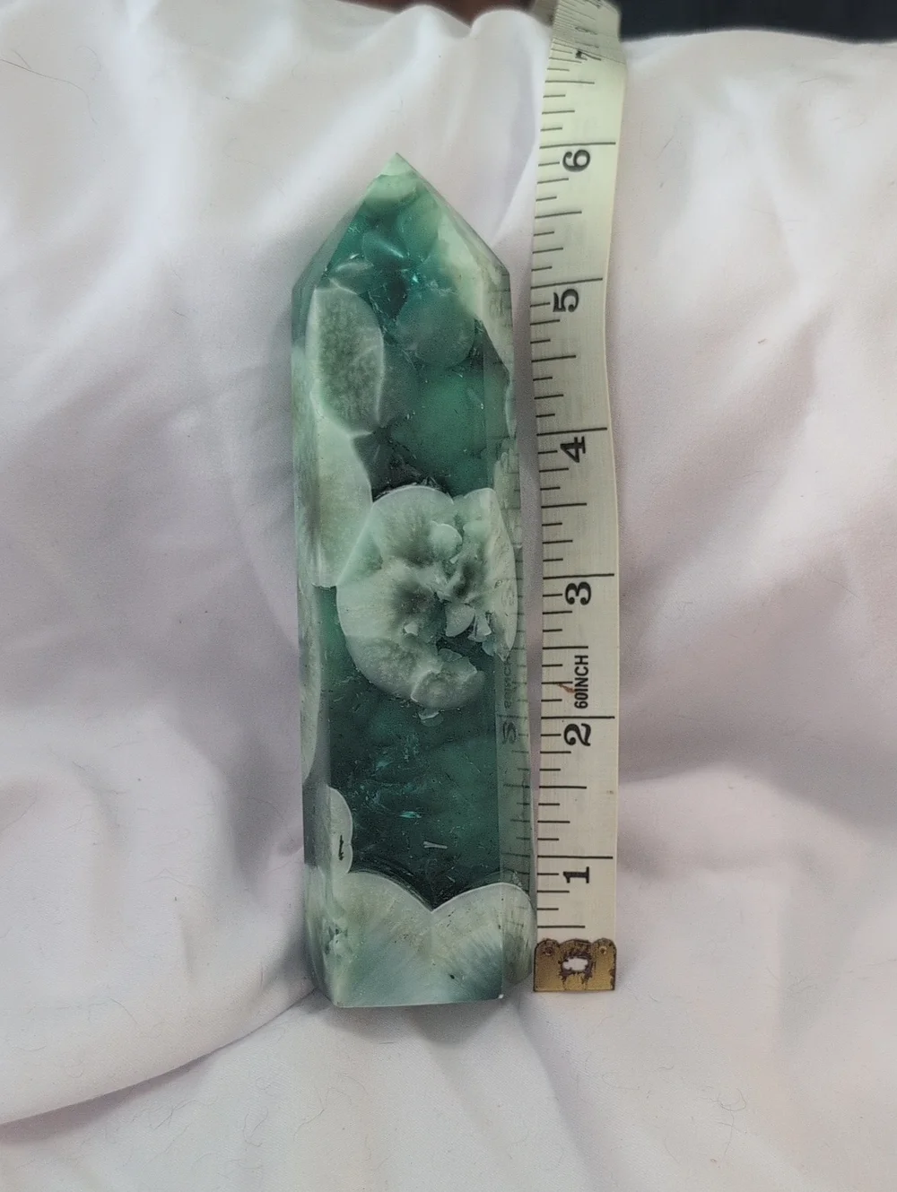 Green Floral Resin Crystal Tower Home Accent